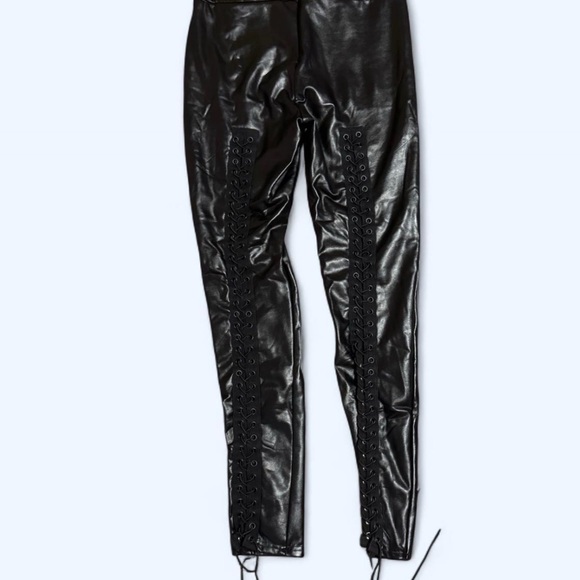 AKIRA Shiny Black Faux Leather Pants - Picture 2 of 3
